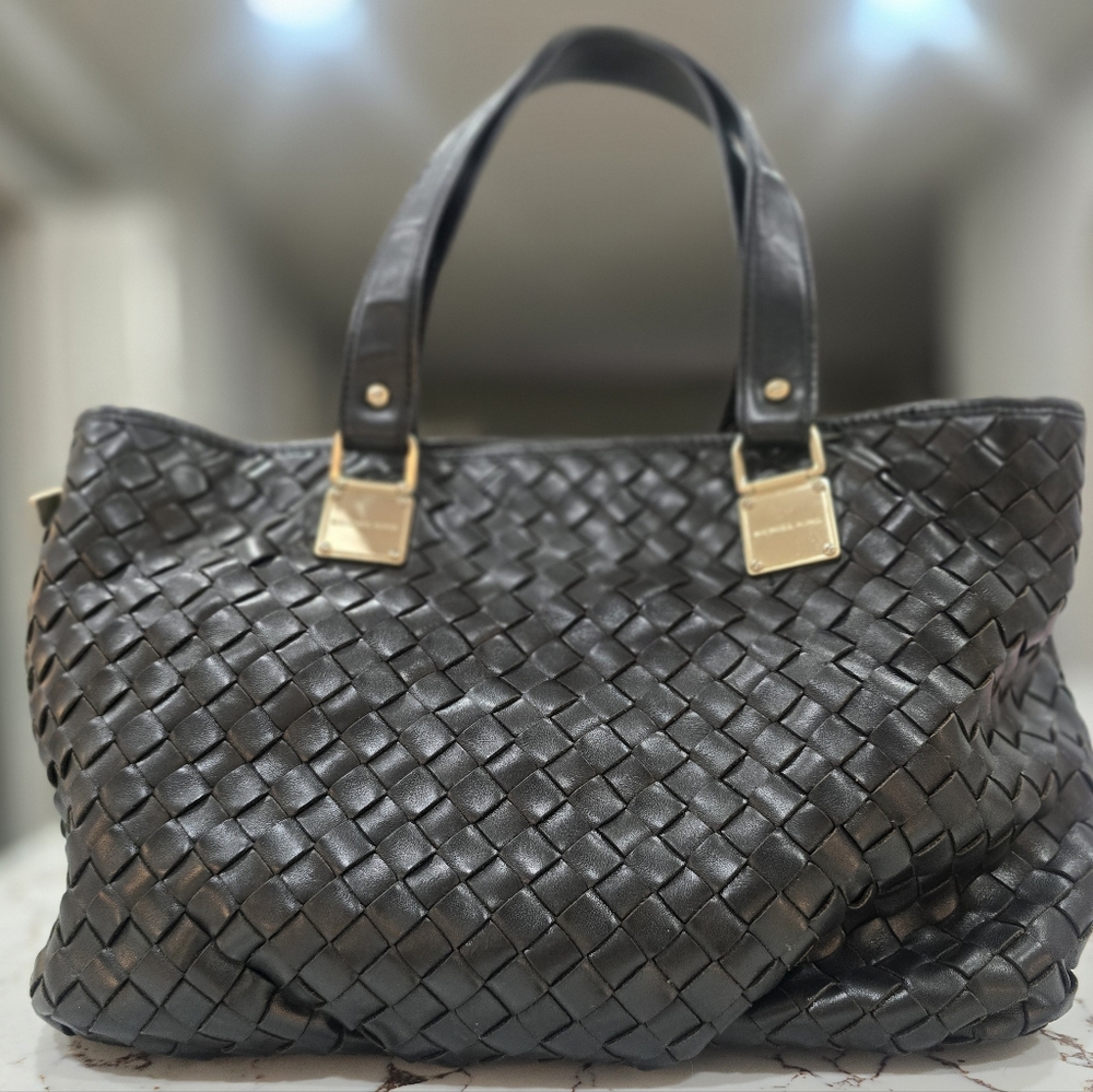 Michael Kors Black Woven Leather Tote – Gorgeous Rare Style